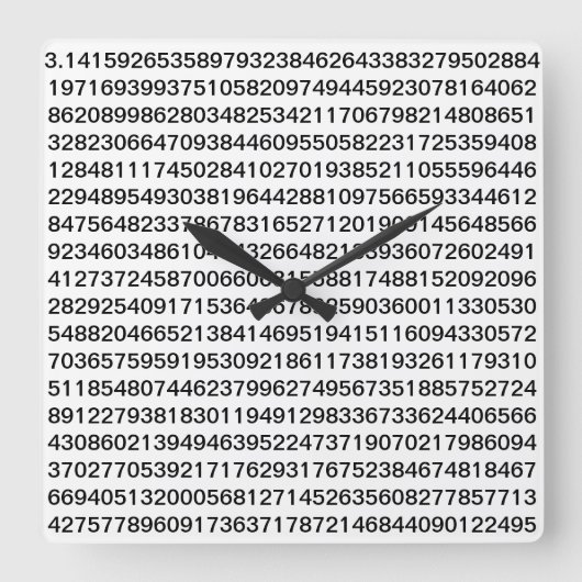 PI CLOCK VIERKANTE KLOK (Voorkant)