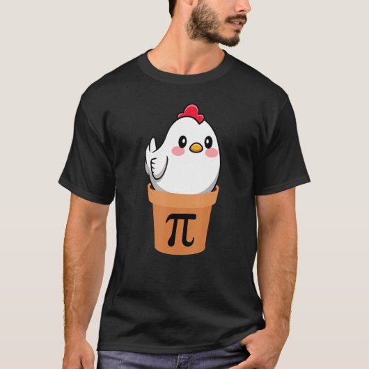 Pi-dag 2022 Grappige Kip Pot Pi-dag Taart Wiskunde T-shirt (Voorkant)