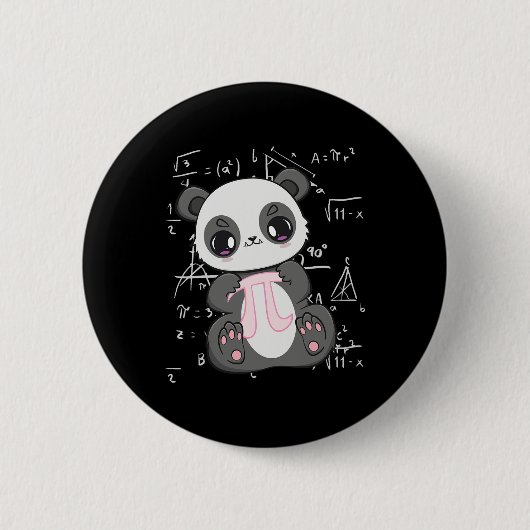 PI Dag 3.14159 Algebra Mathematisch Anime Panda Be Ronde Button 5,7 Cm (Voorkant)