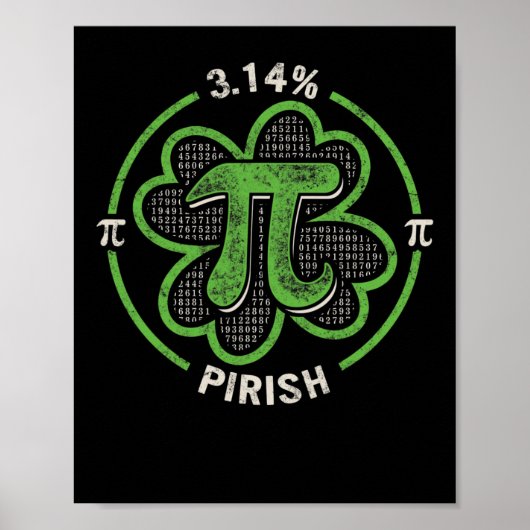 Pi Dag 3,14 % Pirish Irish Shamrock St Pat Poster (Voorkant)