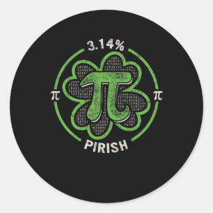 Pi Dag 3,14 % Pirish Irish Shamrock St Pat Ronde Sticker
