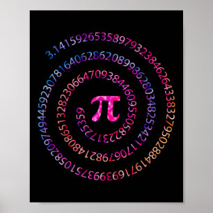 Pi Dag 3.14 Spiral Pi Nummers Wiskunde Leraar Vrou Poster