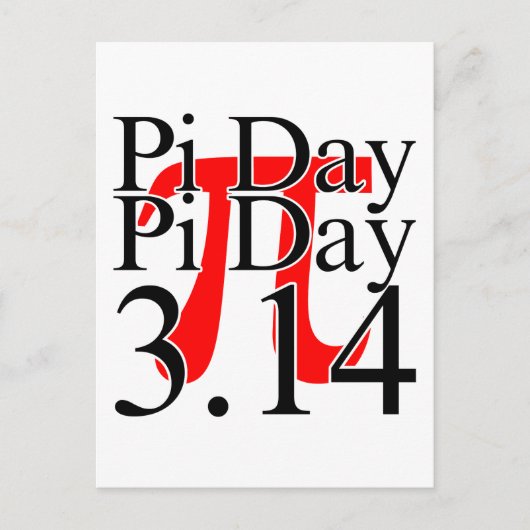Pi-dag 3.14 Zwart en Rood Briefkaart (Voorkant)
