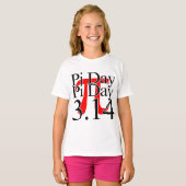 Pi-dag 3.14 Zwart en Rood T-shirt (Voorkant volledig)