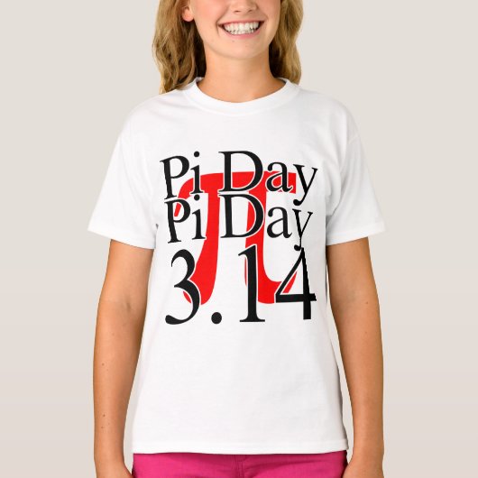 Pi-dag 3.14 Zwart en Rood T-shirt (Voorkant)