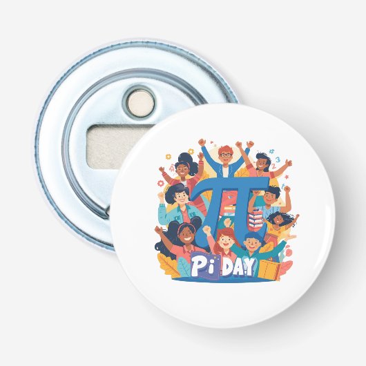 Pi-dag-feestvieringsontwerp Button Flesopener (Voorkant)