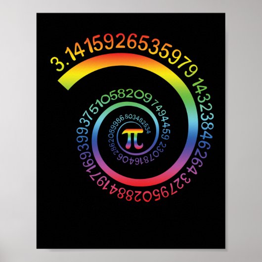 Pi-dag Shirt Spiral Pi Colour Numbers Onderwijsje Poster (Voorkant)