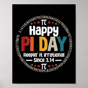 PI Dag Shirt voor de leraar Vintage 3.14 PI cijfer Poster