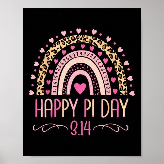 Pi Dag Spiral Pi Wiskunde Leraar 3.14 Leopard Rege Poster (Voorkant)