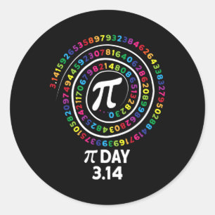 Pi-dag spiralkleurnummers 3.14 Happy Pi-dag Ronde Sticker