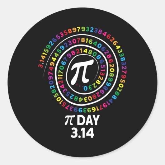 Pi-dag spiralkleurnummers 3.14 Happy Pi-dag Ronde Sticker (Voorkant)