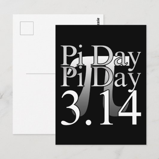 Pi-dag typografie Zwart Briefkaart (Voorkant / Achterkant)