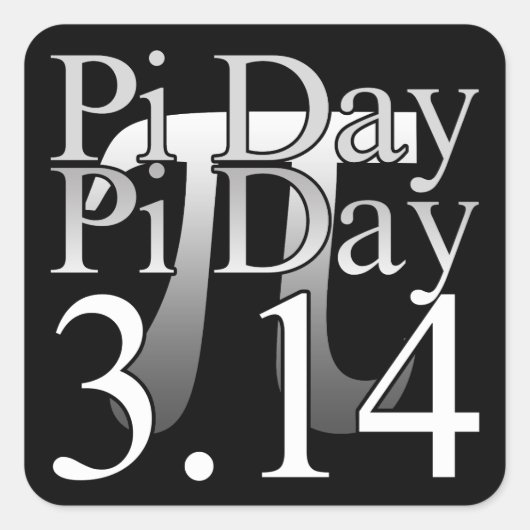 Pi-dag typografie Zwart Vierkante Sticker (Voorkant)