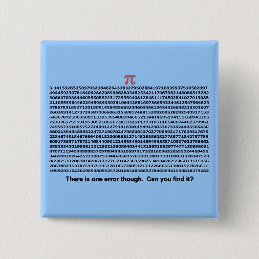 Pi Dag Vierkante Button 5,1 Cm (Voorkant)