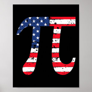 Pi Day Amerikaanse Vlag Patriottische Wiskunde Ner Poster