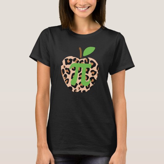 Pi Day Apple Leopard Wiskunde Geek Groene Leraar T-shirt (Voorkant)