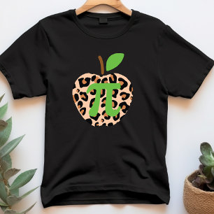 Pi Day Apple Leopard Wiskunde Geek Groene Leraar T-shirt