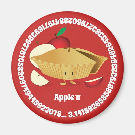 Pi Day Apple Pie Cartoon Character Numbers Magneet (Voorkant)
