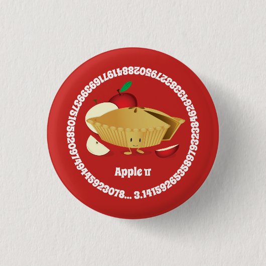 Pi Day Apple Pie Cartoon Character Numbers Ronde Button 3,2 Cm (Voorkant)