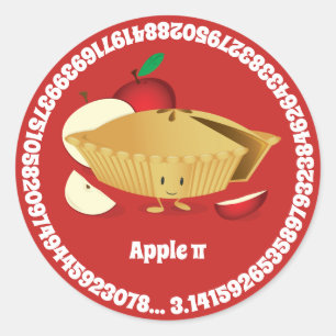 Pi Day Apple Pie Cartoon Character Numbers Ronde Sticker