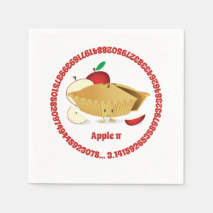 Pi Day Apple Pie Cartoon Character Numbers Servet
