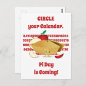 Pi Day Apple Pie Cartoon Red Numbers Briefkaart (Voorkant / Achterkant)
