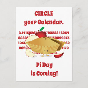 Pi Day Apple Pie Cartoon Red Numbers Briefkaart