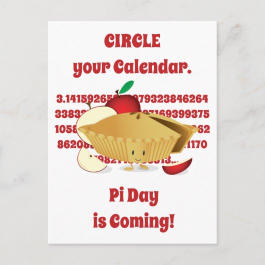 Pi Day Apple Pie Cartoon Red Numbers Briefkaart (Voorkant)