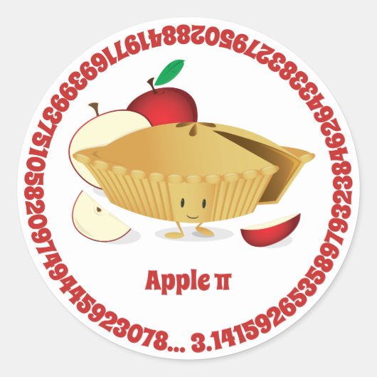 Pi Day Apple Pie Cute Cartoon Numbers Ronde Sticker (Voorkant)