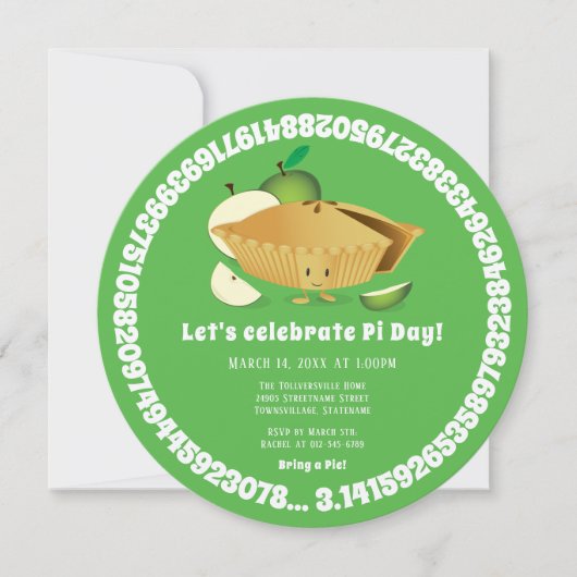 Pi Day Apple Pie Green Wiskunde Holiday Kaart (Voorkant)