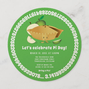 Pi Day Apple Pie Green Wiskunde Holiday Kaart