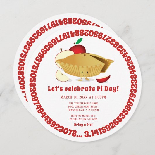 Pi Day Apple Pie Party Red White Wiskunde Holiday Kaart (Voorkant / Achterkant)
