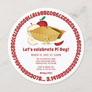 Pi Day Apple Pie Party Red White Wiskunde Holiday Kaart