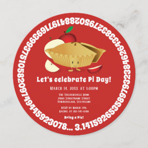 Pi Day Apple Pie Party Red Wiskunde Holiday Kaart