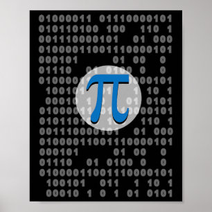 Pi Day ASCII Binaire Code 3.14 Pi Symbool Wiskunde Poster