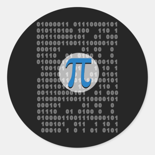 Pi Day ASCII Binaire Code 3.14 Pi Symbool Wiskunde Ronde Sticker (Voorkant)