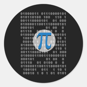 Pi Day ASCII Binaire Code 3.14 Pi Symbool Wiskunde Ronde Sticker