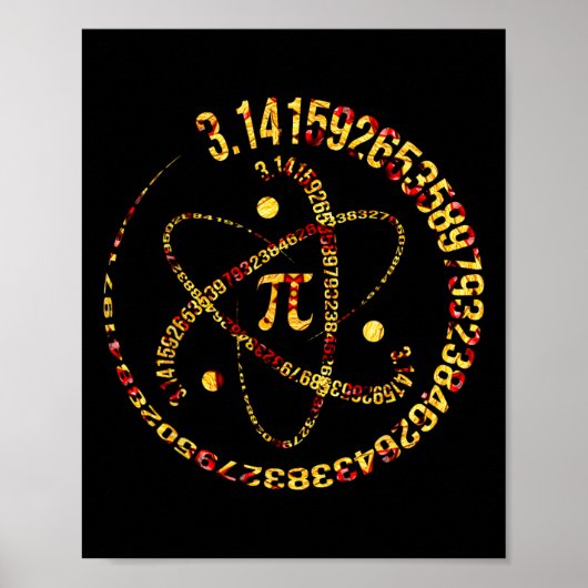 Pi Day Atom Pi 3.14 Wetenschap Wiskunde Liefhebber Poster (Voorkant)