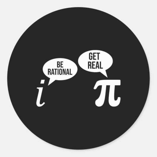 Pi Day Be Rational Get Real Funny Wiskunde Compare Ronde Sticker (Voorkant)