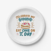Pi Day Birthday Funny Eat Cake Papieren Bordje (Voorkant)