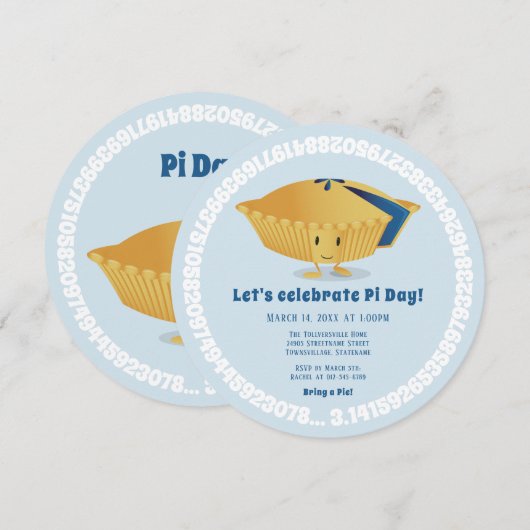 Pi Day Blueberry Pie Party Blauwe Wiskunde Vakanti Kaart (Voorkant / Achterkant)