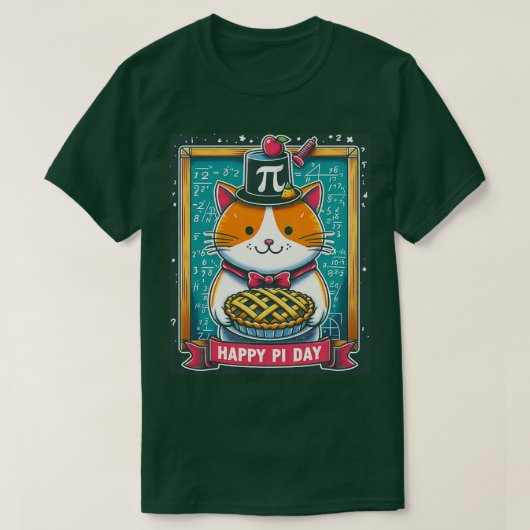 Pi day cat grappige Kinder Mannen en Vrouwen en Le T-shirt (Design voorkant)