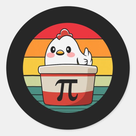 Pi Day Chicken Pot Pie Funny Wiskunde Teacher Nerd Ronde Sticker (Voorkant)
