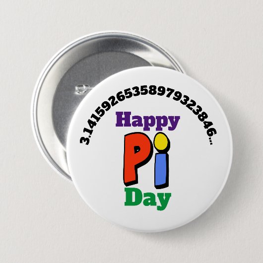 Pi Day Colorful Button (Voorkant /achterkant)