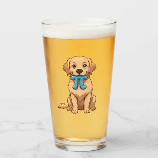 Pi Day Dog met Pi symbool | Happy Pi Day Glas (Voorkant gevuld)