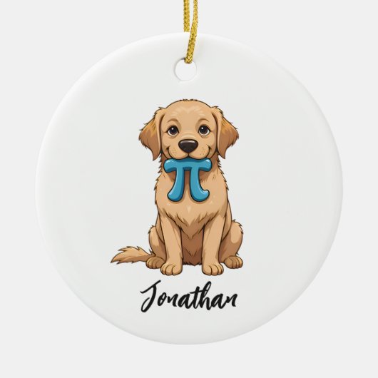 Pi Day Dog met Pi symbool | Happy Pi Day Keramisch Ornament (Voorkant)