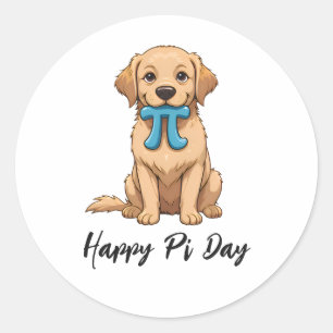 Pi Day Dog met Pi symbool Happy Pi Day Ronde Sticker