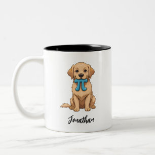 Pi Day Dog met Pi symbool   Happy Pi Day Tweekleurige Koffiemok