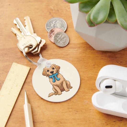 Pi Day Dog met Pi symbool | Schattigee pi-Wiskunde Sleutelhanger (Bureau)