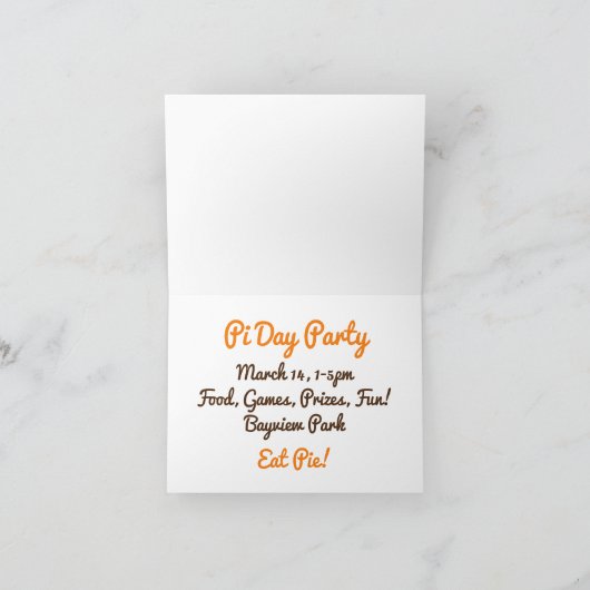 Pi Day, eet taart! Uitnodiging (Binnen)
